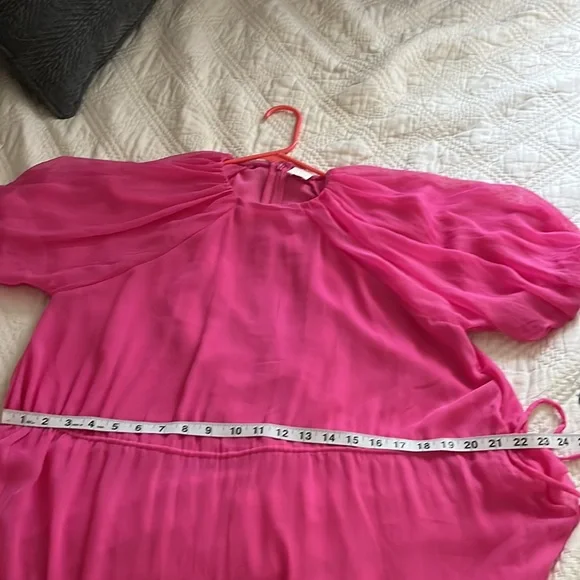 H&M Chiffon Cerise Maxi Dress Long Dress Sz M - Picture 9 of 15